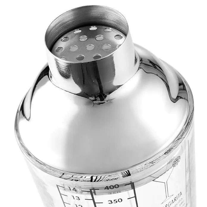 Vaso coctelera - 400 ml, Vidrio, Tranasparente - Coctelera de vidrio y acero inoxidable, ideal para mezclar bebidas. El filtro retiene el hielo y los ingredientes.