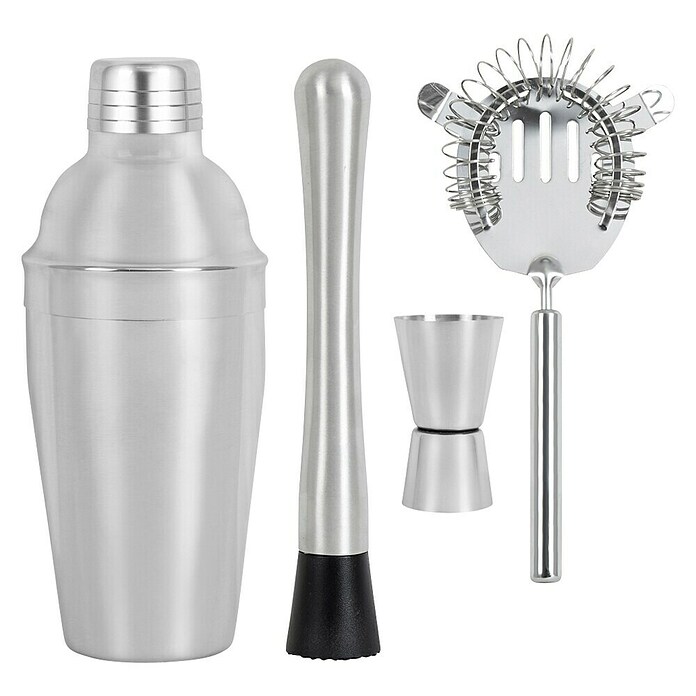 Vaso coctelera con utensilios (500 ml, Metal, 4 pzs.) | BAUHAUS