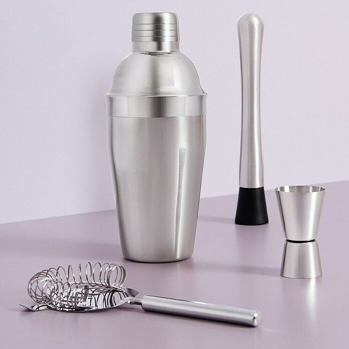 Vaso coctelera con utensilios (500 ml, Metal, 4 pzs.) | BAUHAUS