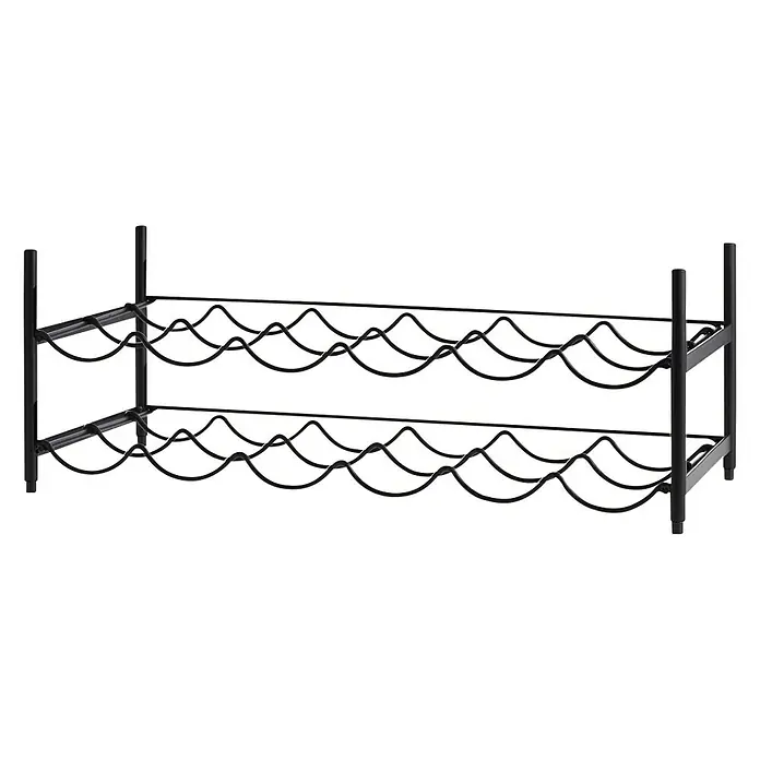 Estantería para botellas - L x An x Al: 26 x 56 x 21,5 cm, Metal, 12 botellas - Un botellero negro para 12 botellas, perfecto para almacenar y exhibir su colección de vinos con un diseño elegante.