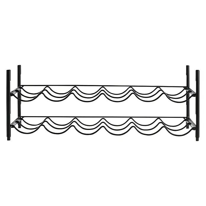 Estantería para botellas - L x An x Al: 26 x 56 x 21,5 cm, Metal, 12 botellas - Un botellero de metal con dos niveles y un diseño ondulado, ideal para guardar botellas de forma segura. Elegante y ahorra espacio.