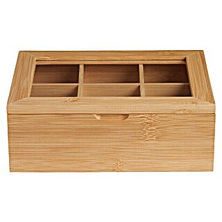 Caja de madera para té (L x An x Al: 21 x 16 x 7,5 cm, Material: Bambú)