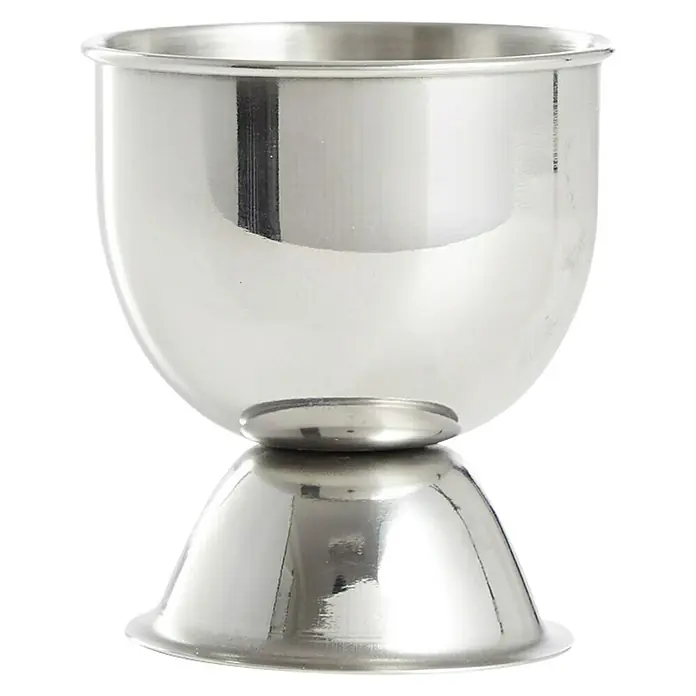 Set de huevera para mesa - Ø x Al: 4,5 x 5 cm, 4 ud., Metal - Huevera plateada con forma de doble cúpula. Un complemento elegante para los platos de desayuno, ideal para huevos pasados por agua.