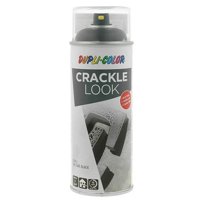 Dupli-Color Spezial-Lackspray Crackle Look - Schwarz, Matt, 400 ml - Dose Dupli-Color Crackle Look Lackspray für einen einzigartigen, rissigen Effekt. Ideal, um Oberflächen einen Vintage-Look zu verleihen.