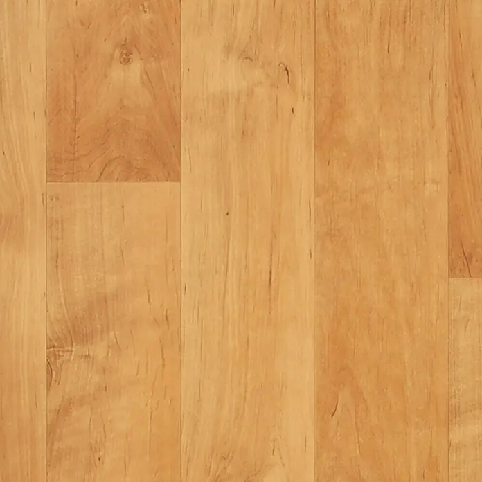 Beauflor PVC-Boden Meterware Start - 400 cm, Catal, Braun - Detailaufnahme eines Laminatbodens in warmen Holztönen, der eine natürliche und gemütliche Atmosphäre ausstrahlt. Perfekt für einladende Wohnräume.