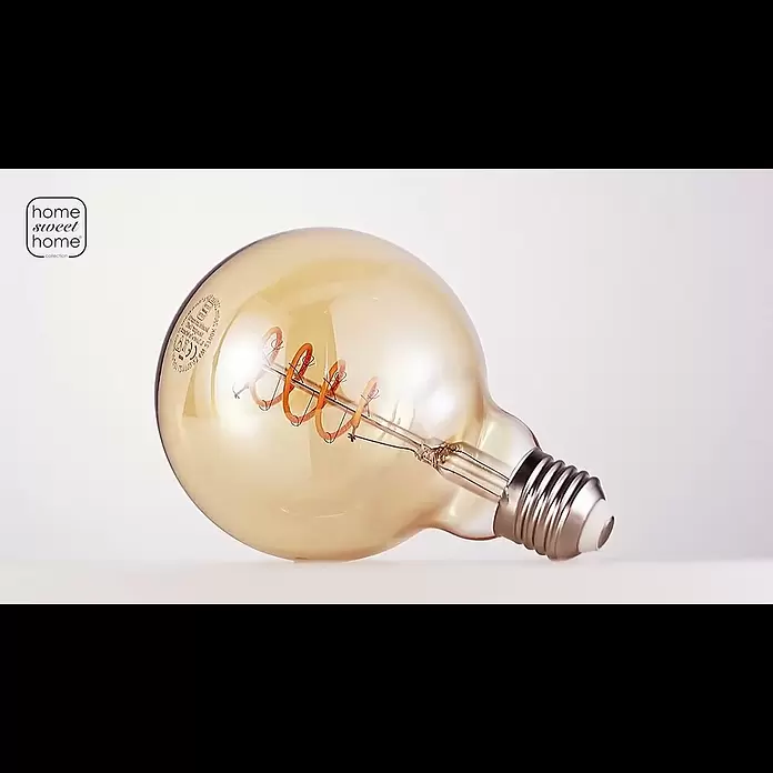 Home Sweet Home LED-Lampe Vintage Globe-Form E27 - E27, Dimmbar, Warmweiß, 280 lm, 4 W, Farbe: Gold - L211702-23 LED SPIRAL E27 G95 4W 280LM 2700K DIMBAAR AMBER