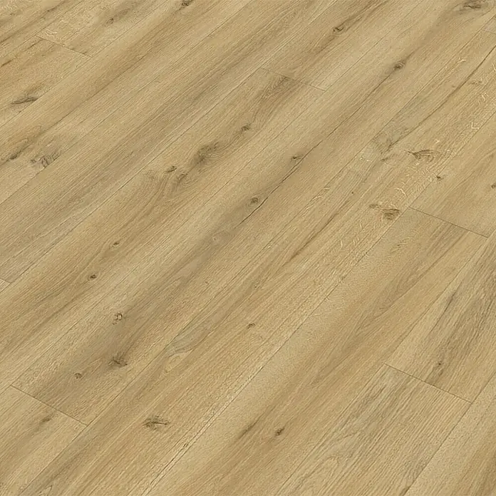 Beauflor PVC-Boden Meterware Tex-Style - 200 cm, Sweet Oak, Natur - Attraktives Foto von Laminatboden mit einem rustikalen Eichendekor. Der Bodenbelag zeichnet sich durch seine natürliche Optik und warme Farbgebung aus.