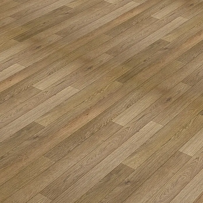 Beauflor PVC-Boden Meterware Titan - Holzoptik, Breite: 400 cm, Braun - Nahaufnahme eines Laminatbodens mit Holzstruktur, der eine warme und natürliche Atmosphäre vermittelt.