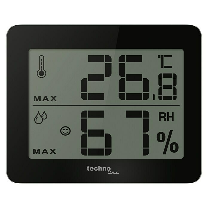 Technoline Termometar (LCD zaslon, Na baterijski pogon, Crna, 10 x 1 x 8,1 cm)