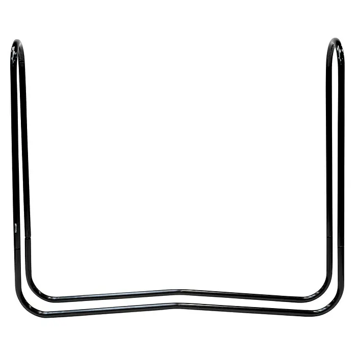 ShelterLogic Kaminholzregal - 121,9 x 25 x 104 cm, Stahl, Schwarz - Nahaufnahme des minimalistischen und modernen schwarzen Stahlrohr-Stuhlgestells. Die schlanken Linien und die robuste Konstruktion sind perfekt für jeden Raum.