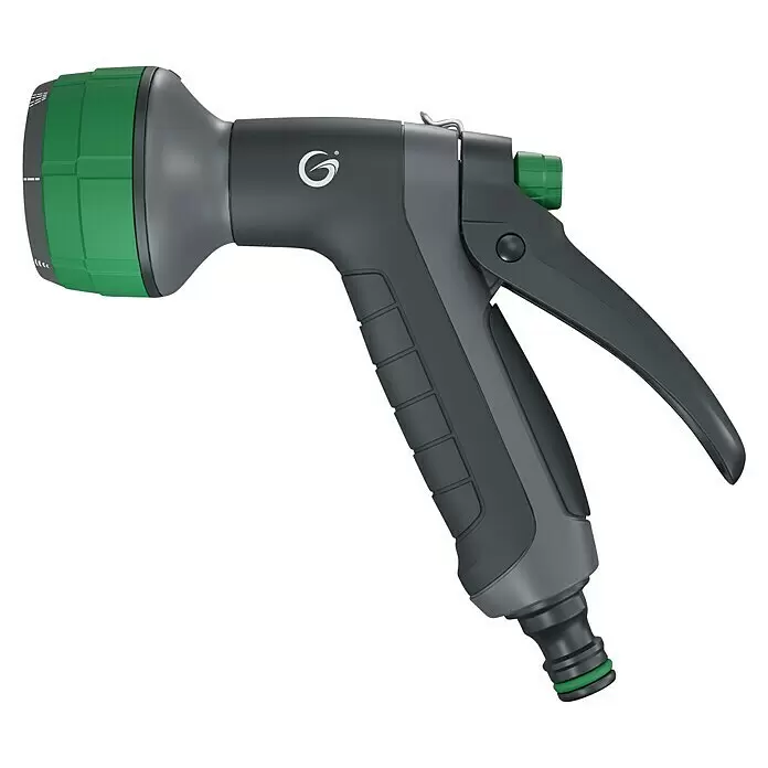 Grimsholm Green Multifunktionsbrause - Anzahl Sprühformen: 6 Stk., Metall/Kunststoff - Dunkelgraue und grüne Gartenschlauch-Spritzpistole mit Abzug und verstellbarer Düse.
