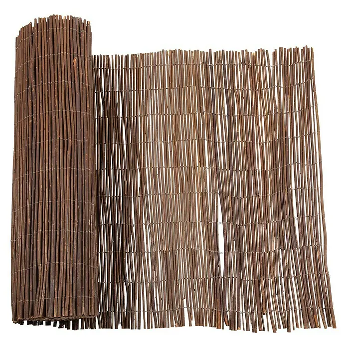 Ocultación de mimbre natural - 5 x 1 m, Mimbre, Marrón - Una valla de mimbre en rollo, ideal para jardines o terrazas, que ofrece privacidad natural y fácil instalación.
