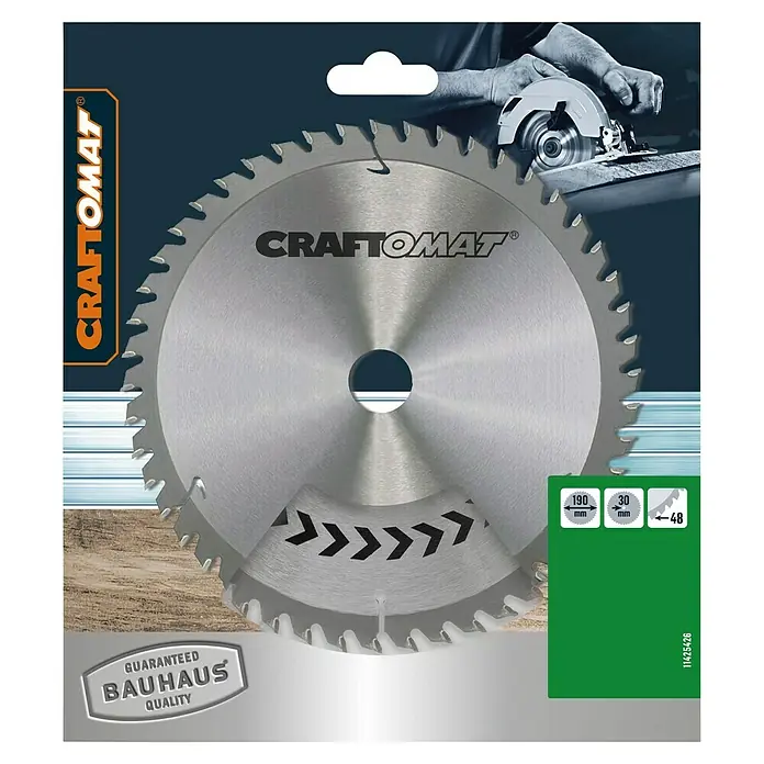 Craftomat Kreissägeblatt HM - 190 mm, Bohrung: 30 mm, Anzahl Zähne: 48 Stk. - Kreissägeblatt von CRAFTOMAT, 190 mm Durchmesser, 30 mm Bohrung, 48 Zähne für präzise Holzschnitte mit Bauhaus-Qualität.