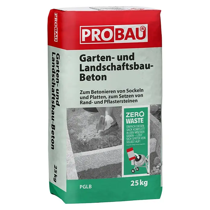Probau Gartenbaubeton - 25 kg - Sack Garten- und Landschaftsbau-Beton von PROBAU, ideal für Betonarbeiten im Garten- und Landschaftsbau, 25 kg Packung.