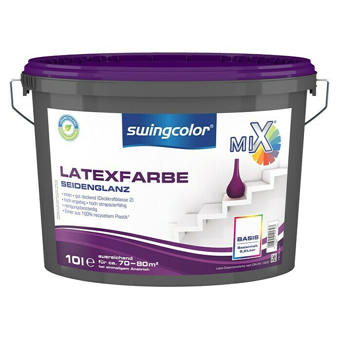 swingcolor Mix Latexfarbe (Basismischfarbe, 10 l, Seidenglänzend)