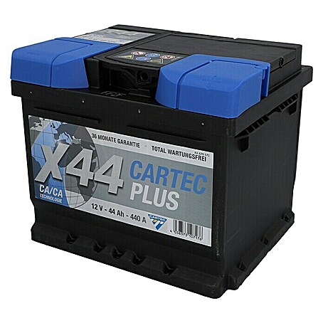 Cartec Autobatterie Plus (Kapazität: 44 Ah, Typ Autobatterie: Blei-Säure)