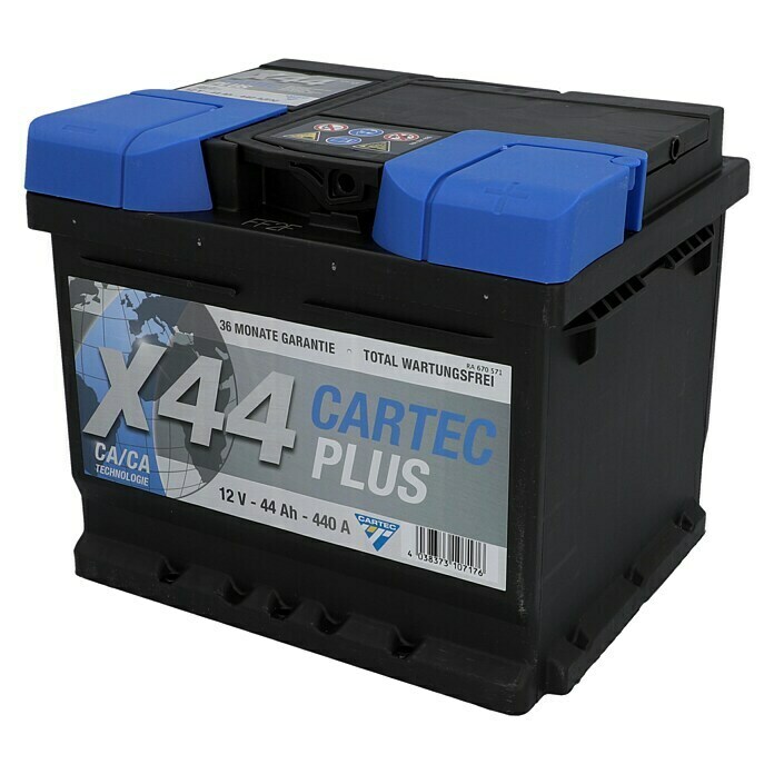 Cartec Autobatterie PlusKapazität: 44 Ah, Typ Autobatterie: Blei-Säure Front View