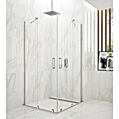 GME Mampara de ducha esquinera Vitro (L x An x Al: 80 x 80 x 196 cm, Espesor: 6 mm, Plata brillo)