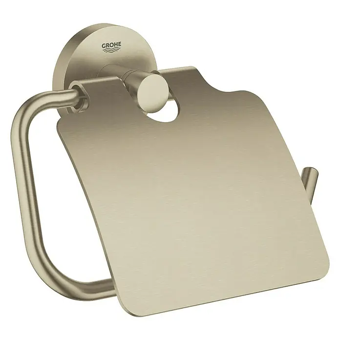 Grohe Essentials Toilettenpapierhalter - Mit Deckel, Nickel, Matt - Grohe Essentials Toilettenpapierhalter mit Abdeckung in gebürstetem Nickel für stilvolle Badgestaltung. Praktisch und elegant.