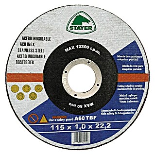 Stayer Disco de corte Extrafino Inox (Apto para: Acero inoxidable, Diámetro disco: 115 mm, Espesor disco: 1 mm, 50 ud.)