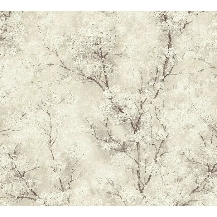 A.S. Création New Walls Vliestapete Bäume - Beige, Floral, 10,05 x 0,53 m - Wandtapete mit einem zarten floralen Muster, das an blühende Bäume in sanften Farbtönen erinnert. Ideal für eine ruhige Raumatmosphäre.