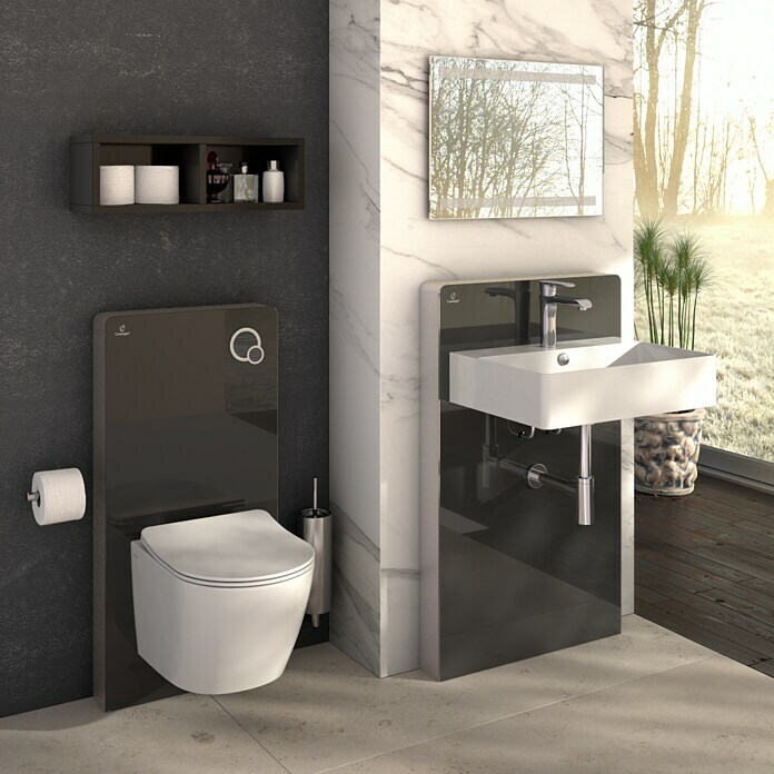 Camargue Sanitarni modul za zidnu WC školjku (2-količinsko ispiranje, 10,8 x 48,3 x 100 cm, Crna)