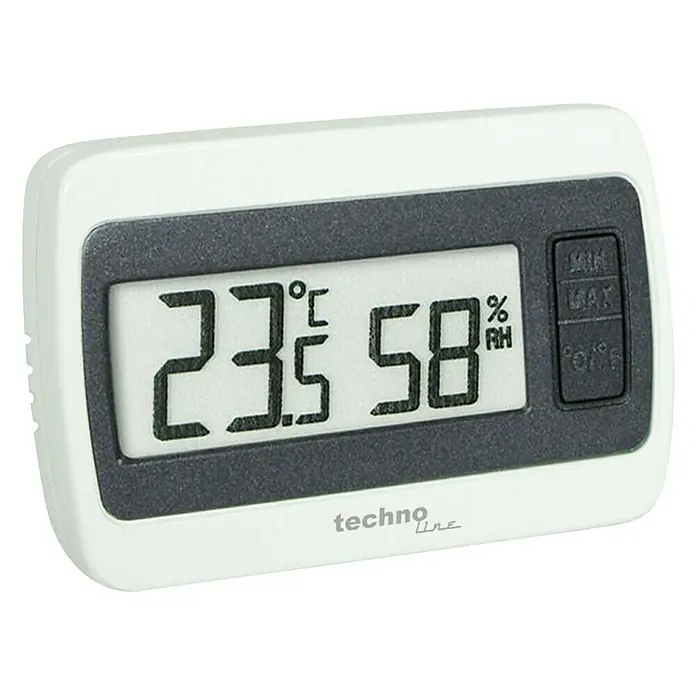 Technoline Thermometer WS 7005 - Weiß, Grau, 14 x 60 x 40 mm - Digitales Thermo-Hygrometer von Techno Line mit Temperatur- und Luftfeuchtigkeitsanzeige für ein angenehmes Raumklima.