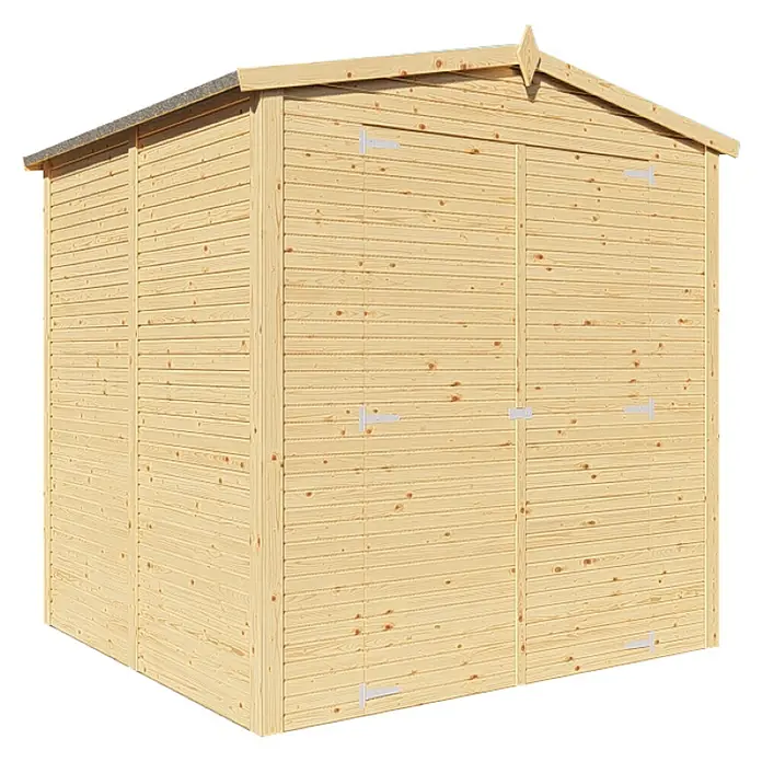 Bertilo Gerätehaus Apex 3 - Außenmaß inkl. Dachüberstand (B x T): 226 x 210 cm, Holz, Natur - Ein geräumiges Gartenhaus aus Holz, ideal für die Lagerung von Gartengeräten und -möbeln. Perfekt für jeden Garten!