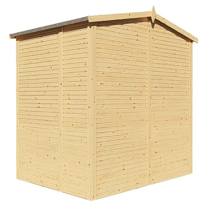 Bertilo Gerätehaus Apex 2 - Außenmaß inkl. Dachüberstand (B x T): 226 x 169 cm, Holz, Natur - Holzgartenhaus mit horizontalen Holzpaneelen und Giebeldach, ideal für die Gartenaufbewahrung und Werkzeuglagerung im Freien.