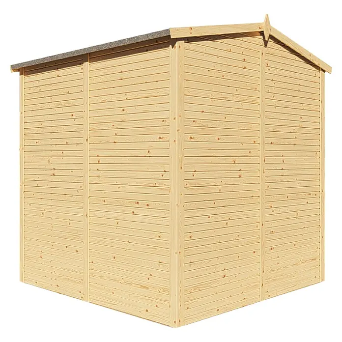 Bertilo Gerätehaus Apex 3 - Außenmaß inkl. Dachüberstand (B x T): 226 x 210 cm, Holz, Natur - Holzschuppen mit horizontaler Bretterverkleidung und Satteldach. Ideal für Gartenwerkzeuge und als Stauraum.