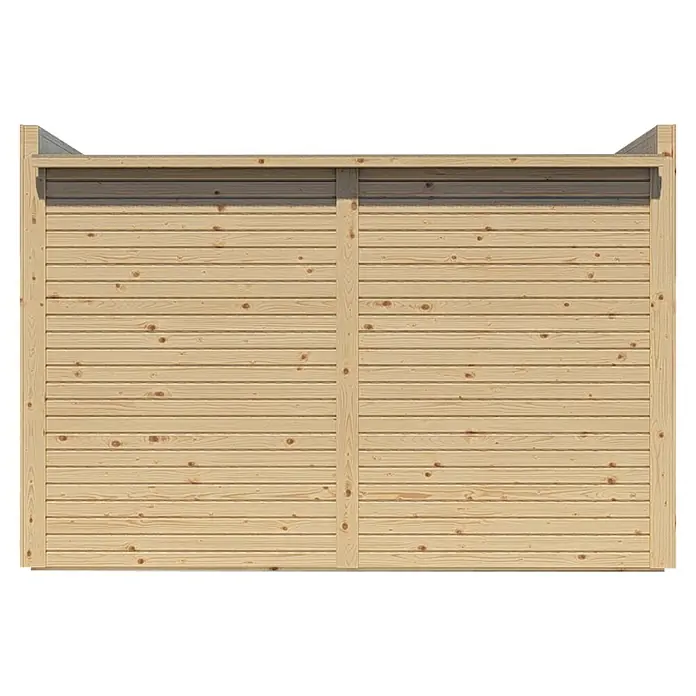 Bertilo Geräteschrank - Natur - Nahaufnahme eines Holzzauns, der natürliche Maserung und Textur des Holzes hervorhebt und rustikalen Charme vermittelt.