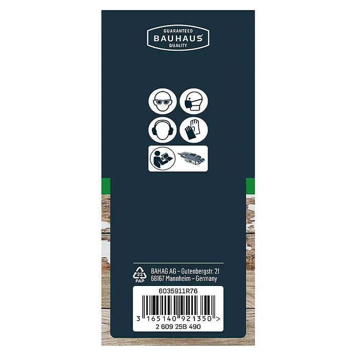 Craftomat Schleifband BFWP - L x B: 457 x 75 mm, Körnung: 180, 3 Stk. - Produktverpackung mit Bauhaus Qualitätsgarantie, Sicherheitsanweisungen und Barcode für den Einzelhandel.