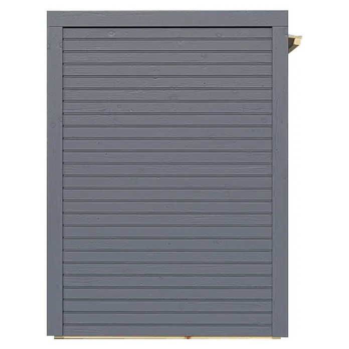 Bertilo Geräteschrank - Anthrazitgrau - Graue Holzschiebetür mit horizontalen Brettern und Rahmen. Ideal für Gartenhäuser und Schuppen.