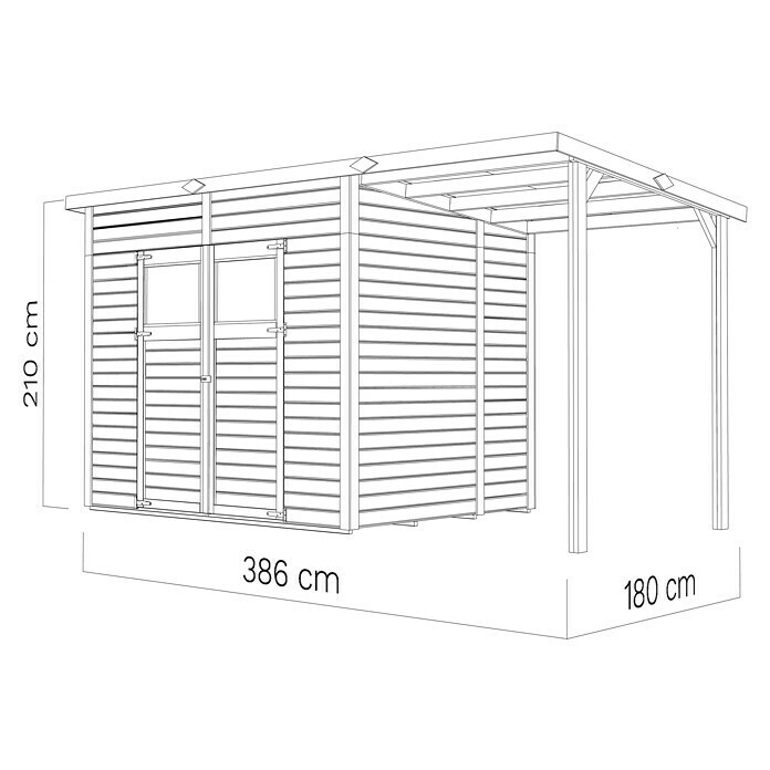 Bertilo Gerätehaus Amrum inkl. | Plus 415 Holz, Dachüberstand x 3 T): cm, x (Außenmaß BAUHAUS 199 (B Natur)