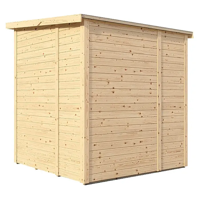 Bertilo Gerätehaus Amrum 2 - Außenmaß inkl. Dachüberstand (B x T): 191 x 199 cm, Holz, Natur - Holzschuppen mit horizontaler Bretterverkleidung. Ideal für Gartenwerkzeuge oder als Lagerraum. Robuste und wetterfeste Konstruktion.
