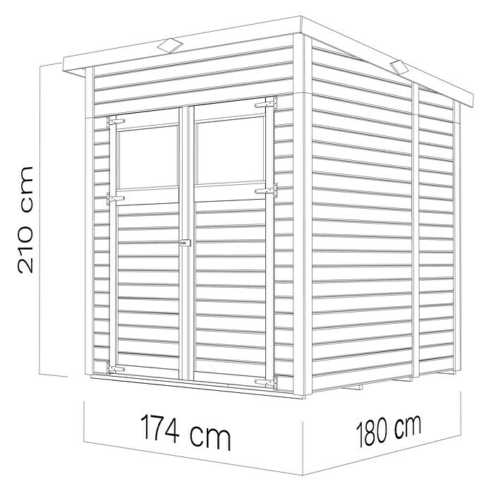 Bertilo Gerätehaus Amrum 2 (Außenmaß inkl. Dachüberstand (B x T): 191 x 199  cm, Holz, Natur) | BAUHAUS