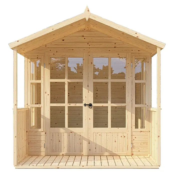Bertilo Gartenhaus Arley - Außenmaß inkl. Dachüberstand (B x T): 214 x 305 cm, Holz, Natur - Hölzernes Gartenhaus mit Doppeltür und Fenstern. Ideal als Rückzugsort oder zur Aufbewahrung von Gartengeräten.