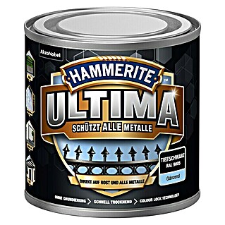 Hammerite Metall-Schutzlack ULTIMA (RAL 9005, Tiefschwarz, 250 ml, Glänzend)