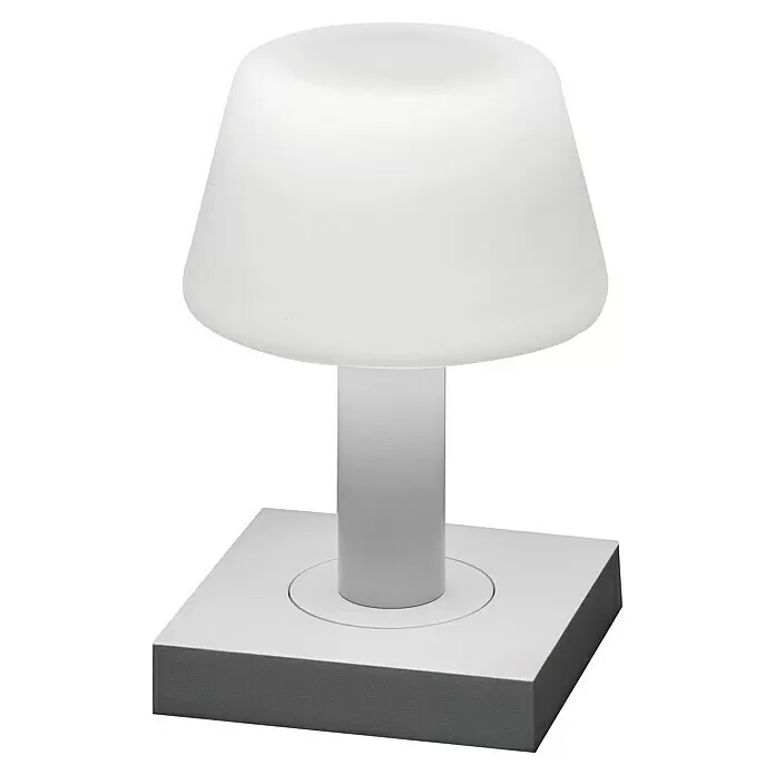 Konstsmide Akku-Tischleuchte Monaco - 2,5 W, L x B x H: 12,5 x 12,5 x 19 cm, Weiß, Warmweiß - Diagonale Ansicht