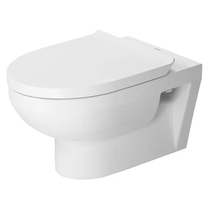 Duravit DuraStyle Wand-WC Basic - Spülrandlos, Mit antibakterieller Glasur, Spülform: Tief, WC Abgang: Waagerecht, Weiß - Das Bild zeigt eine moderne, wandhängende Toilette in Weiß. Das schlichte Design und die sauberen Linien machen sie zu einer eleganten Ergänzung für jedes Badezimmer.