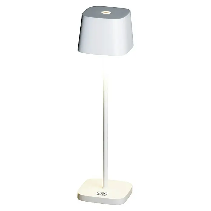 Konstsmide Akku-Tischleuchte Capri Mini - 2,2 W, L x B x H: 7 x 7 x 25 cm, Weiß, Mehrfarbig, Akkubetrieben - Elegante, weiße Tischleuchte, ideal für jeden Raum. Das schlichte Design und die sanfte Beleuchtung machen sie zu einem perfekten Accessoire.
