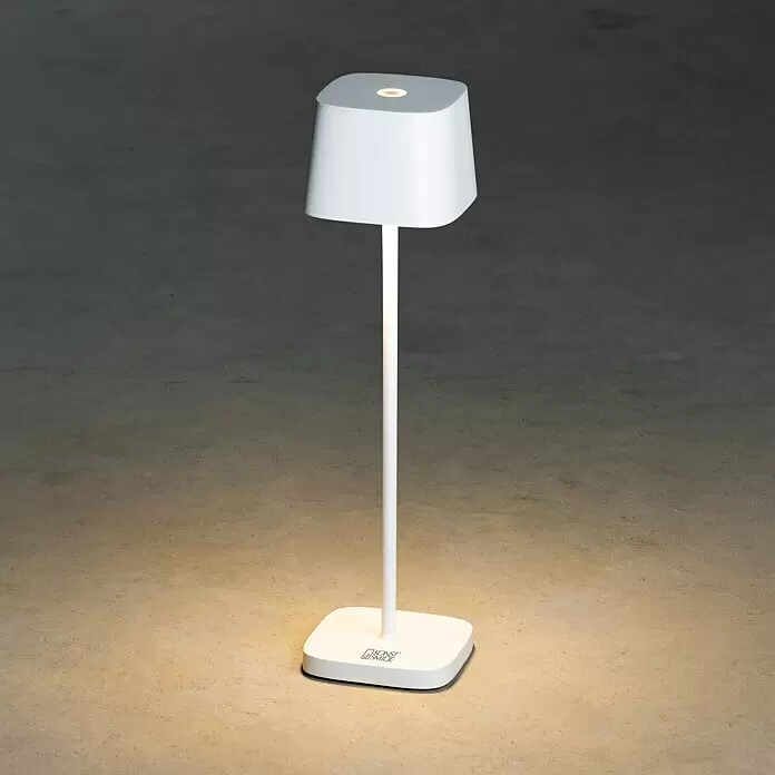 Konstsmide Akku-Tischleuchte Capri Mini - 2,2 W, L x B x H: 7 x 7 x 25 cm, Weiß, Mehrfarbig, Akkubetrieben - Bildausschnitt
