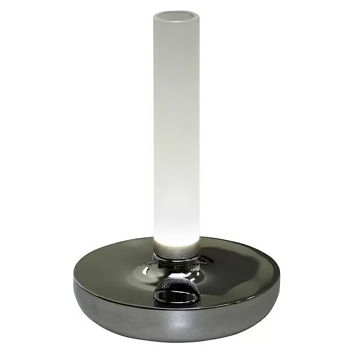 Konstsmide Akku-Tischleuchte Biarritz - 2,5 W, L x B x H: 13,5 x 13,5 x 20,5 cm, Silber, Warmweiß - Vorderansicht
