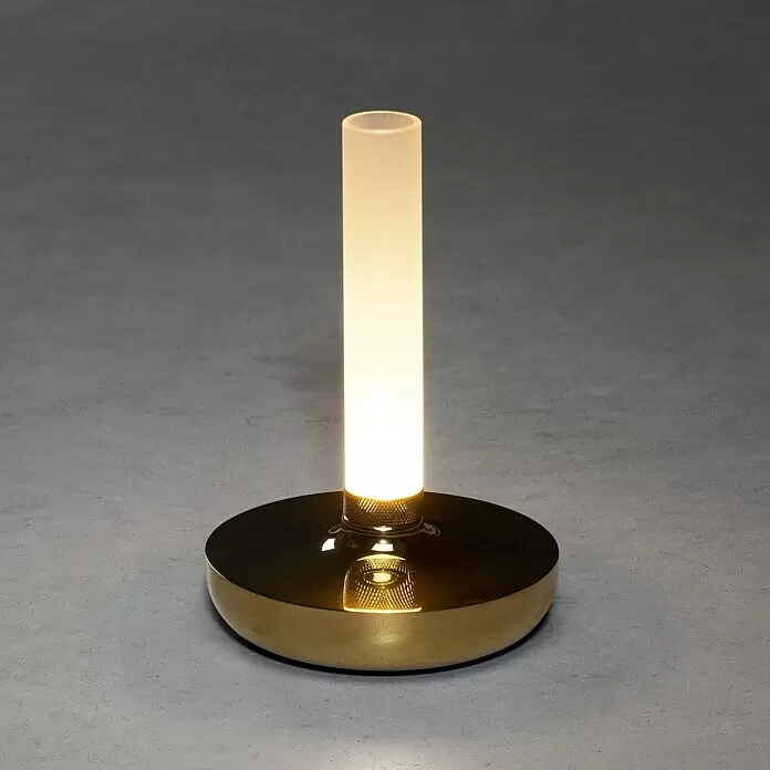 Konstsmide Akku-Tischleuchte Biarritz - 2,5 W, L x B x H: 13,5 x 13,5 x 20,5 cm, Gold, Warmweiß - Bildausschnitt