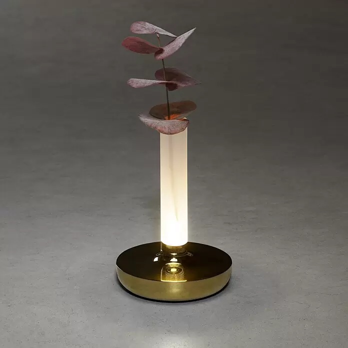 Konstsmide Akku-Tischleuchte Biarritz - 2,5 W, L x B x H: 13,5 x 13,5 x 20,5 cm, Gold, Warmweiß - Bildausschnitt