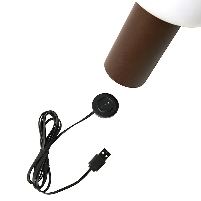 Konstsmide Akku-Tischleuchte Antibes - 2,5 W, L x B x H: 13 x 13 x 19 cm, Rost, Mehrfarbig - Die intelligente Ladestation mit USB-Anschluss für Ihre Smartwatch. Sie ist kompakt und einfach zu bedienen.