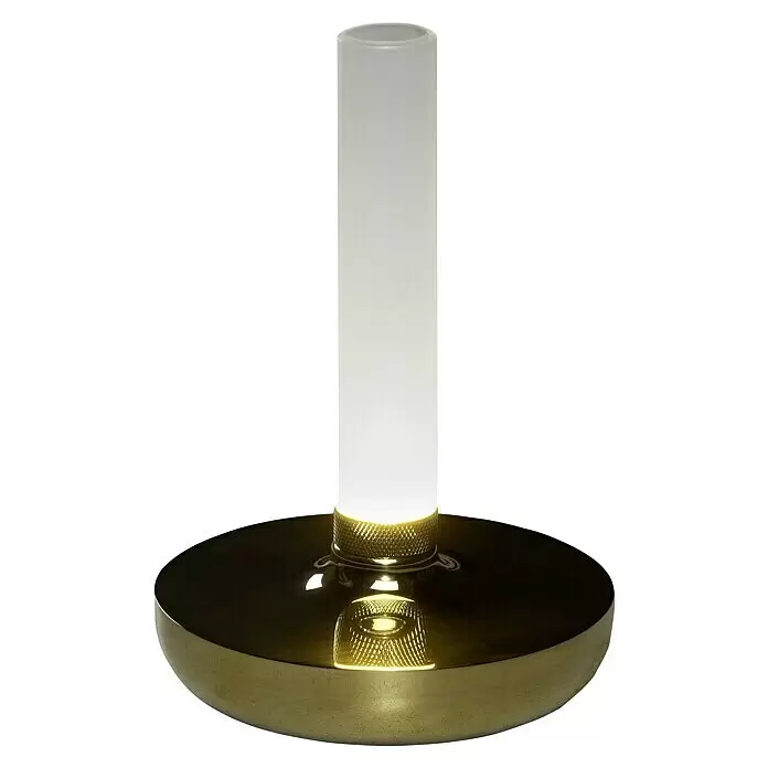 Konstsmide Akku-Tischleuchte Biarritz - 2,5 W, L x B x H: 13,5 x 13,5 x 20,5 cm, Gold, Warmweiß - Vorderansicht