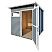 Bertilo Gerätehaus Pentus 2 (Außenmaß inkl. Dachüberstand (B x T): 247 x 265 cm, Holz, Hellgrau) | BAUHAUS