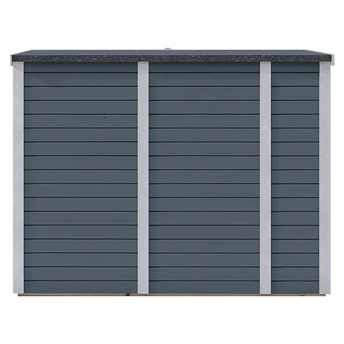 Bertilo Geräteschrank Multibox 3 - 82 x 200 x 163 cm, Hellgrau - Nahaufnahme einer blaugrauen Holzfassade mit weißen Akzenten, ideal als Hintergrund oder für Designprojekte.