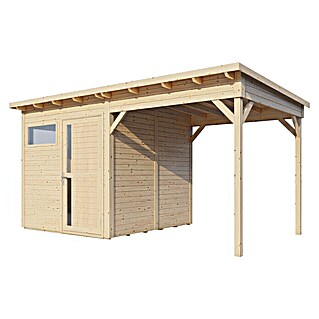 Bertilo Gerätehaus Pentus 2 Lounge (Außenmaß inkl. Dachüberstand (B x T): 470 x 265 cm, Holz, Natur)